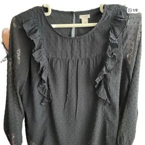 J. Crew Navy blue Swiss dot blouse